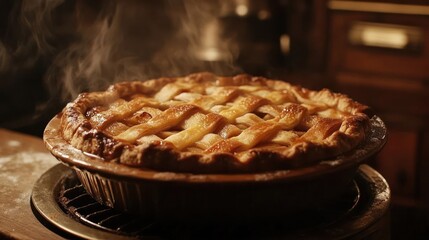 Aromatic warm apple pie radiating deliciousness