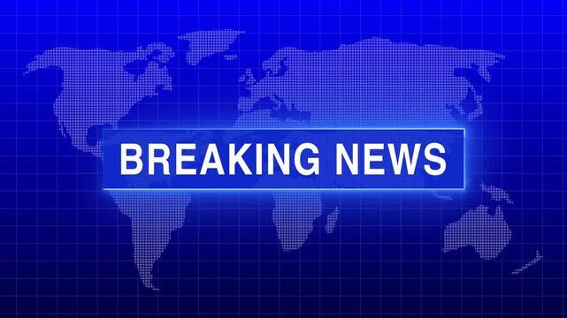Breaking news intro animation moving text on world Map. news generic Political program. Live breaking news report. Breaking news live on world map background
