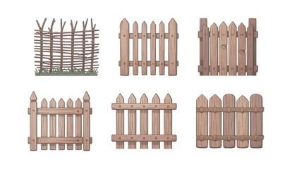 wooden fence isolated on white, vector 