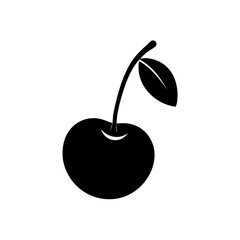 cherry icon black silhouette vector illustration on transparent background