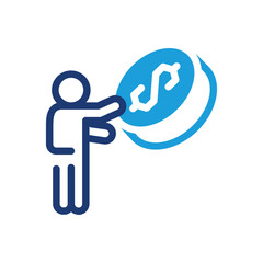 Obraz premium take profit, human hold coin colored icon vector design good for web or mobile app