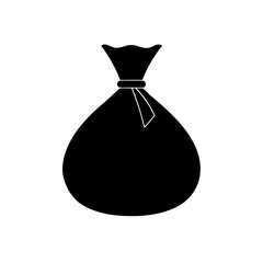 money bag icon black silhouette vector illustration on transparent background