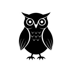 owl icon black silhouette vector illustration on transparent background