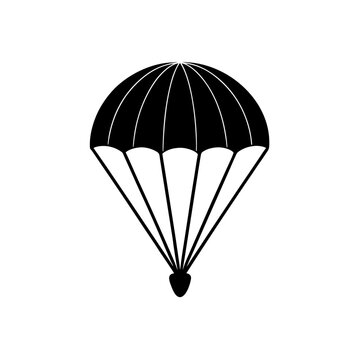 parachute icon black silhouette vector illustration on transparent background