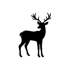 reindeer icon black silhouette vector illustration on transparent background