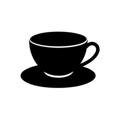 tea cup icon black silhouette vector illustration on transparent background