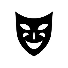 theater mask icon black silhouette vector illustration on transparent background