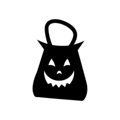 trick or treat bag icon black silhouette vector illustration on transparent background