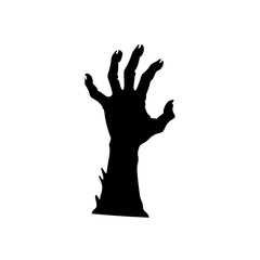 zombie hand icon black silhouette vector illustration on transparent background