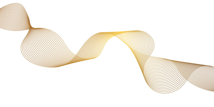 golden ribbon isolated on white background as geometric business concept abstract curved wave or blending lines.