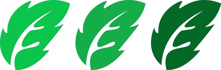 Obraz premium Simple Green Flat Style Leaf Icon