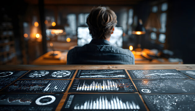 Analyzing financial charts and data reports in modern office setting