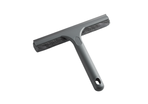 Grey Metal Window Cleaning Squeegee on Black Background isolated on transparent background