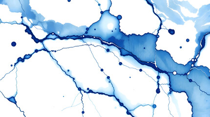 Abstract Marble Texture Background: Hand-Drawn Sapphire Blue Veins with Rough Pencil Strokes, White Background