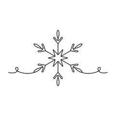 Abstract winter snowflake vector line design.