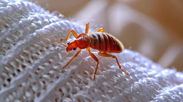 Closeup of bed bugs on white fabric illustrates rising infestations and control challenges in europe