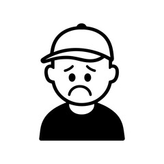 character emotion man in cap sadness vector on white background
Vector icon character with emotion
