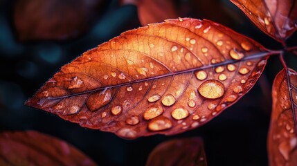 Close up big red leave fall from big tree when dry and change color from green to orange red isolated on white