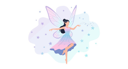 Illustrative Depiction Of A Winged Fairy Performing Magic In A Whimsical Celestial Setting