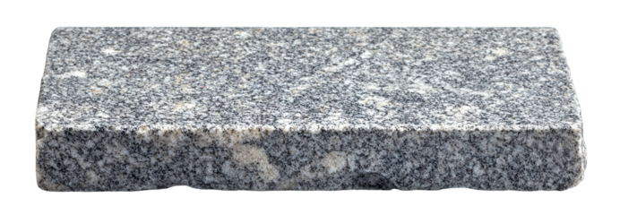 Rough granite rectangular slab, isolated on transparent cutout background