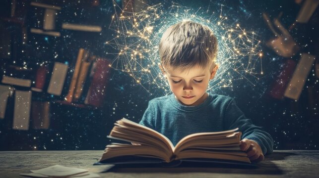 A child engrossed in the wonder of knowledge