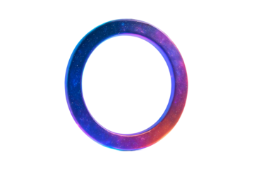 Abstract glowing oval ring with vibrant blue and pink light effects isolated on transparent background