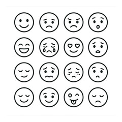 Grid of diverse emojis displaying various emotional expressions
