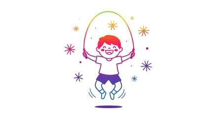 Joyful Child Jumping Rope Against A Whimsical Backdrop Celebrating Active Play