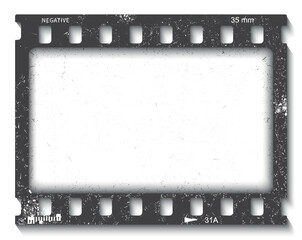 Old grunge movie film strip. Grunge filmstrip frame. Film frame photo strip. Camera roll vintage design.