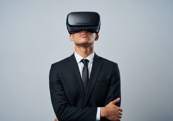 Businessman Experiencing Virtual Reality Technology