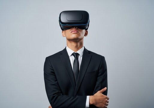Businessman Experiencing Virtual Reality Technology