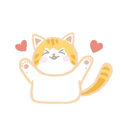 Cute orange tabby cat smiling and happy