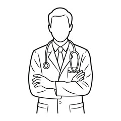 Fototapeta premium Doctor with arms crossed wearing stethoscope and lab coat