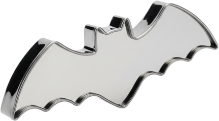 Metallic bat-shaped frame isolated on a transparent background, offering blank space for text or images.  PNG image, perfect for Halloween design or mockups