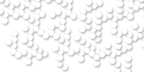 White hexagon abstract background, seamless geometric honeycomb pattern, clean minimal futuristic surface, 3D texture design for technology, corporate, digital, presentation, website, wallpaper.