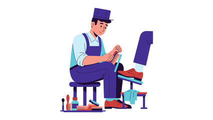 Shoe Shine Service: An illustration showcasing a professional shoemaker diligently polishing a shoe.