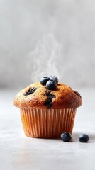Delicious Blueberry Muffin with Steam.
