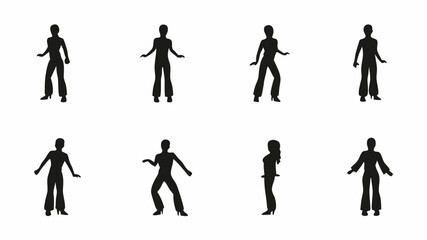 Diverse women in dynamic retro poses capture the essence of vintage style and celebration.