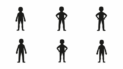 Diverse silhouettes of children standing in confident poses for educational or playful concepts