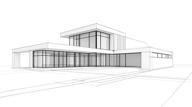 Modern house architectural sketch design