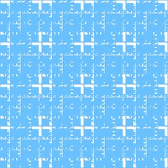 Freehand seamless pattern, grid, blue and white, illustration.