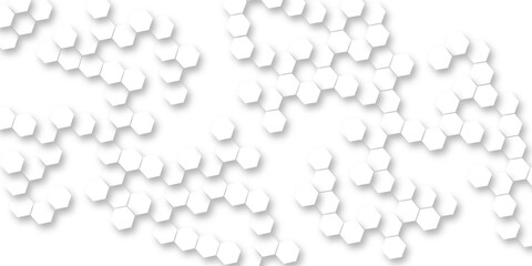 Futuristic geometric modern business concept abstract honeycomb mosaic white background, various hexagon is arranging randomly creating a clean and modern seamless abstract geometric background.