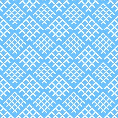 Freehand seamless pattern, grid, blue and white, illustration.