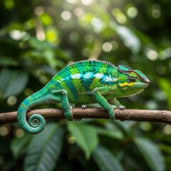 Naklejka premium chameleon on a branch