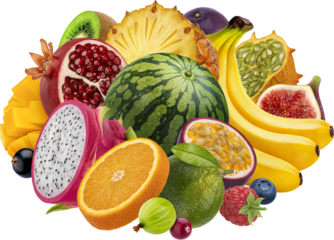 Tropical and exotic fruit assortment isolated