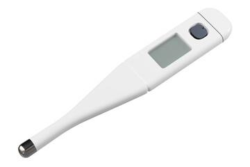 3d digital thermometer icon. medical healthcare concept. Minimal cartoon digital fever thermometer for clinic and home isolated on white background. 3d render.