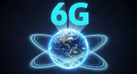 The future of global connectivity 6g technology encircling planet earth with futuristic light trails