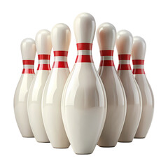 Ten Bowling Pins Classic Arrangement for Game Sport or Recreation isolated on transparent background