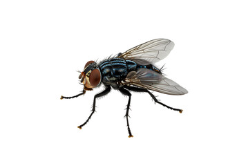Closeup Photograph of a Bluebottle Fly Against a White Background isolated on transparent background
