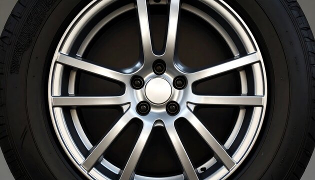 Close-up of a silver alloy wheel